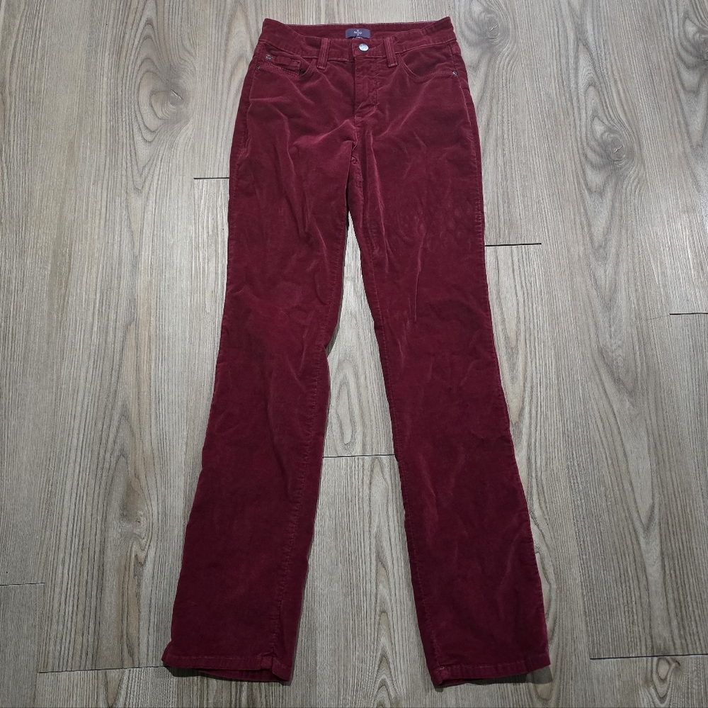 NYDJ velvet Straight Jeans Pants Red Marilyn